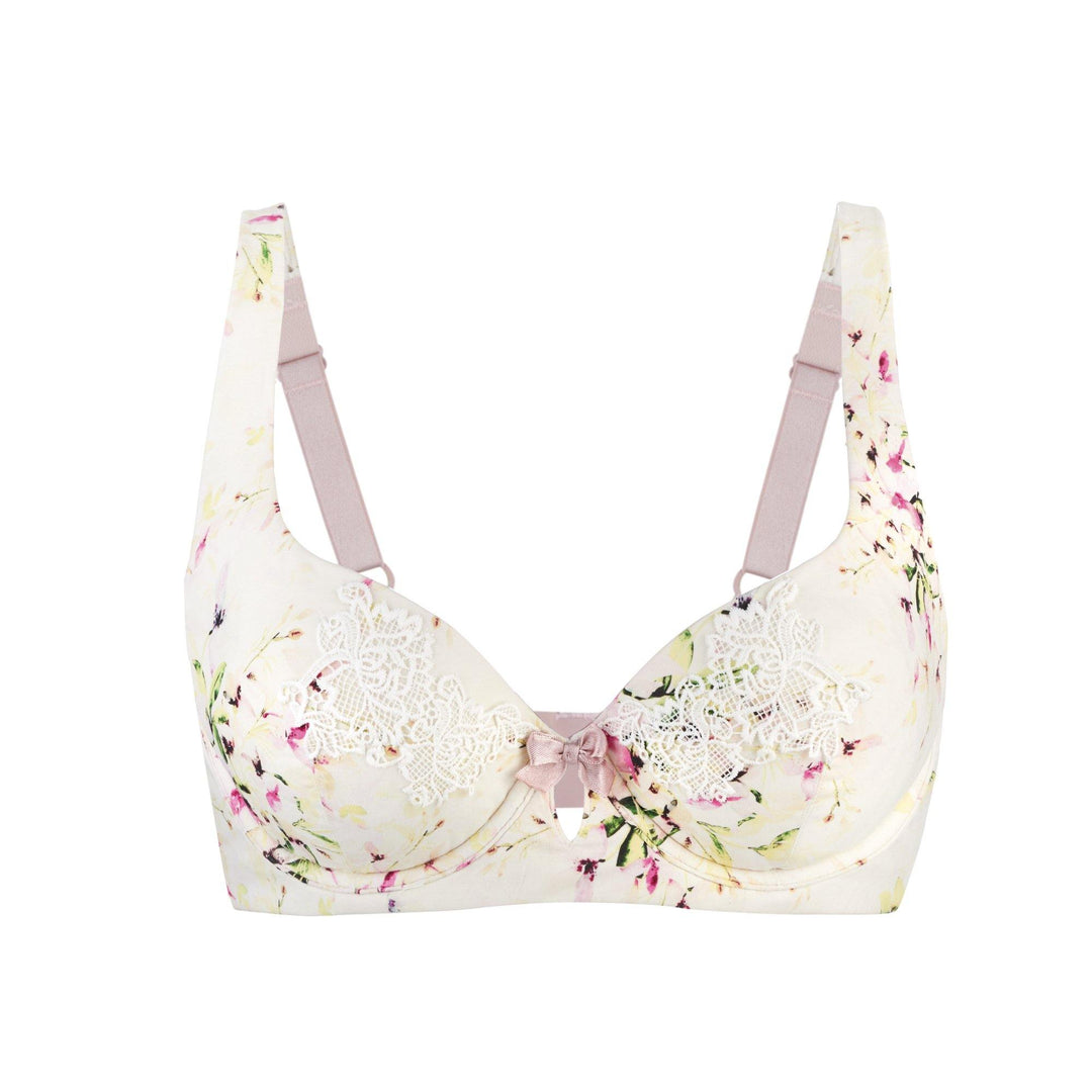 Sunbleached Floral Silk & Organic Cotton Supportive Bra-3