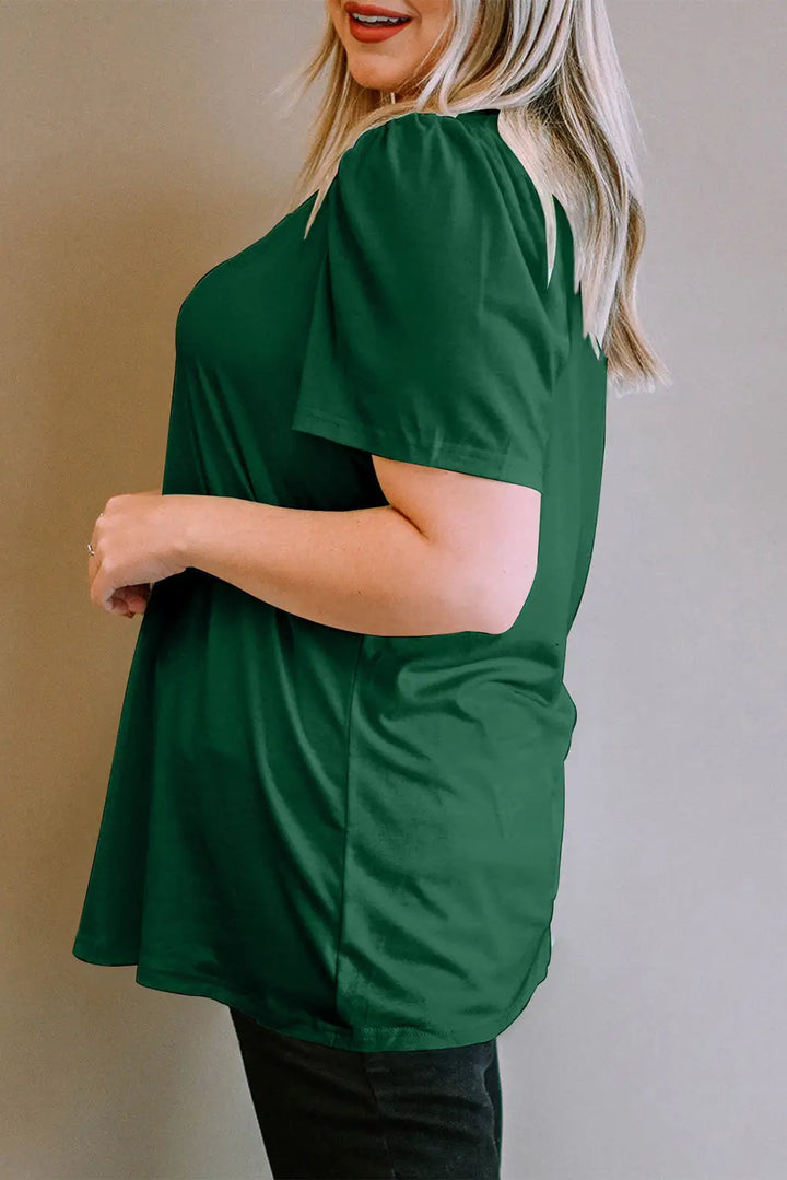 Green Plus Size Square Neck Top-2
