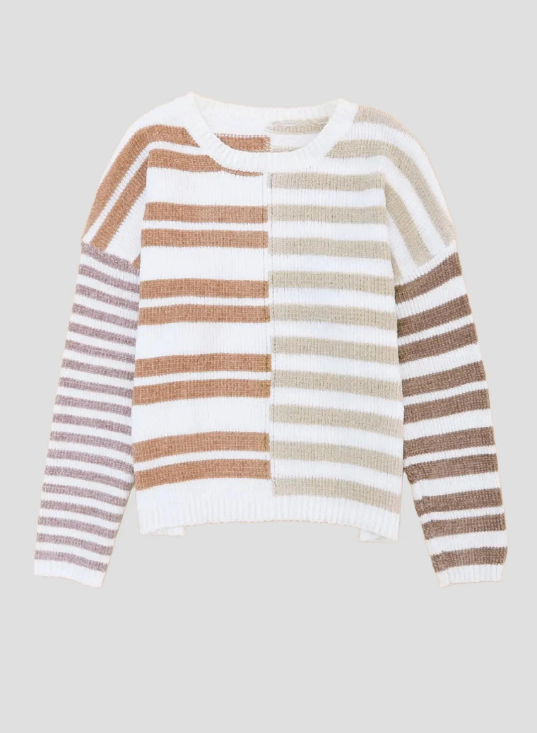 Stripe Blocked Drop Shoulder Slouchy Sweater-7