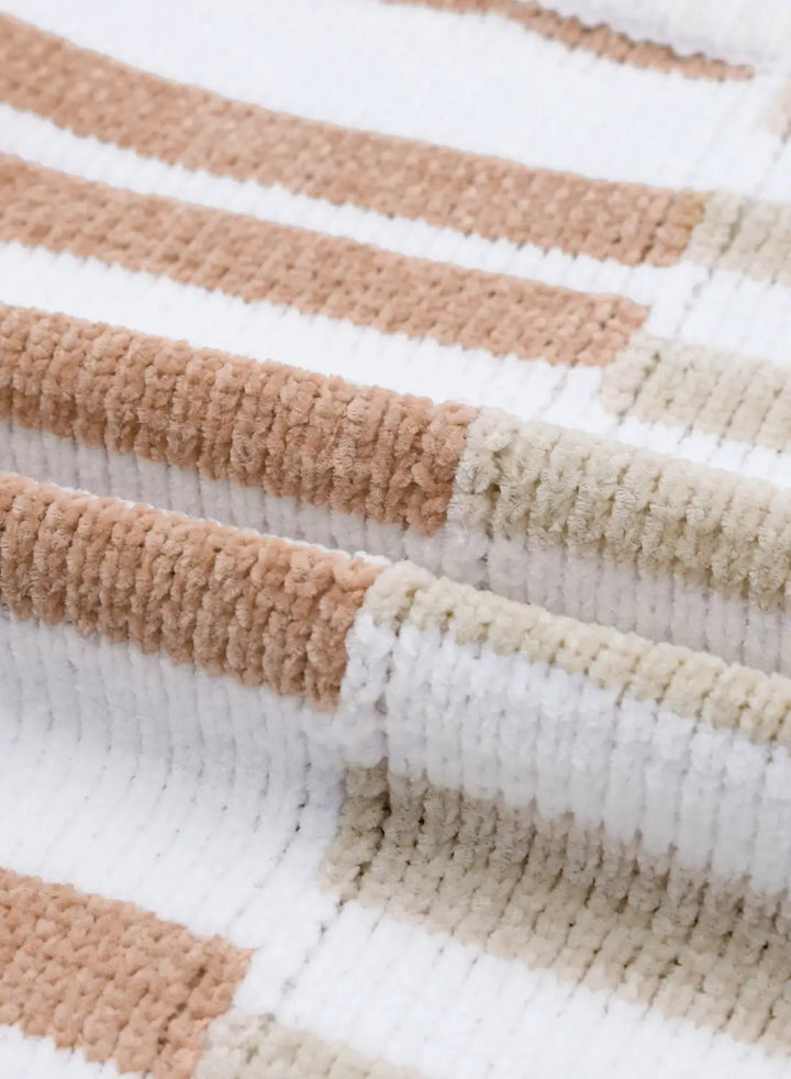 Stripe Blocked Drop Shoulder Slouchy Sweater-9