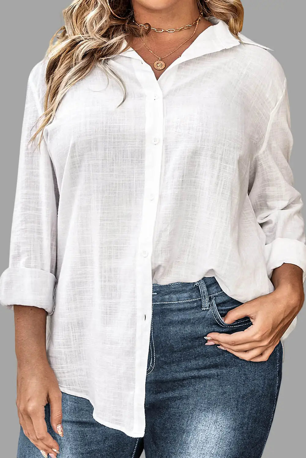 Plus size white button down shirt hotsell