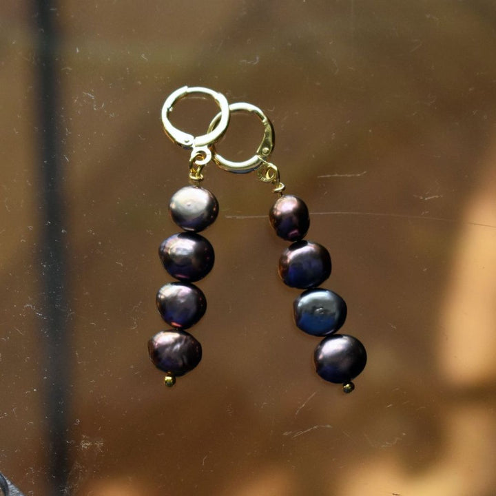 Brown purple potato pearl earrings | by Ifemi Jewels-2