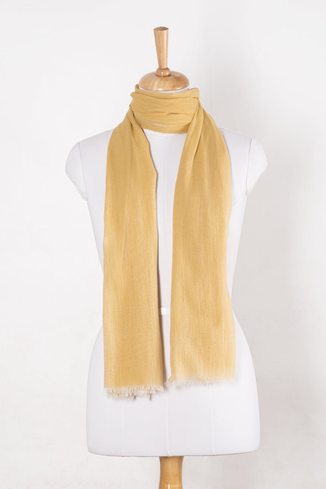 Plain Weave Chambray Merino Wool Scarf - Ice Yellow-1