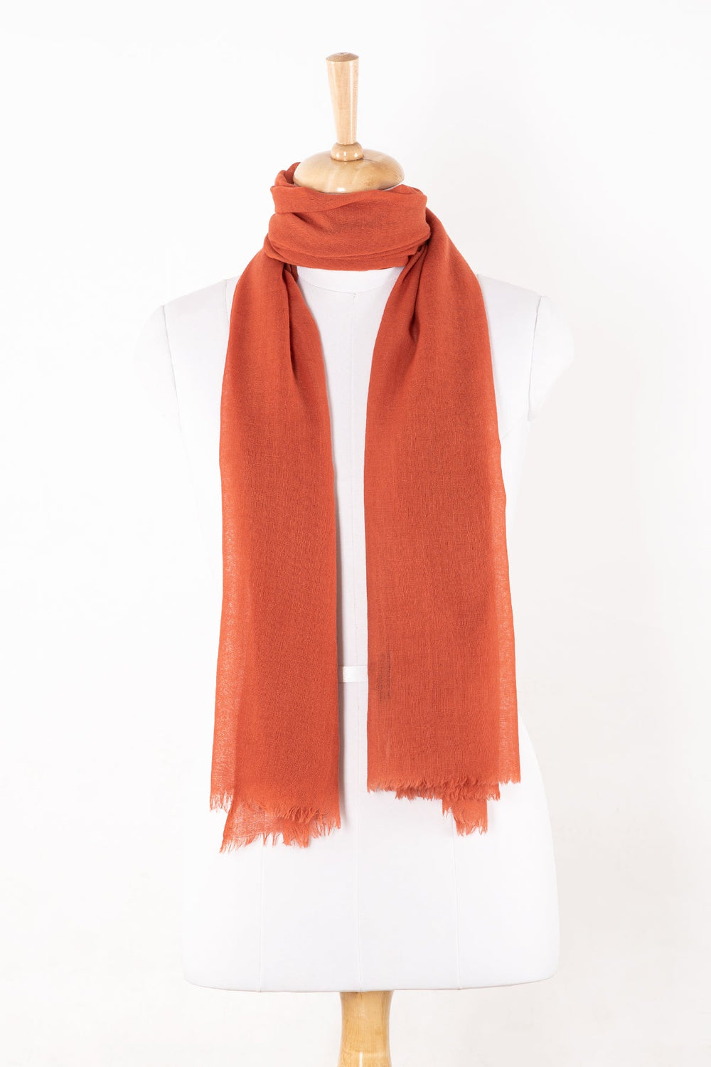 Plain Weave Gauze Merino Wool Scarf - Teracotta-1