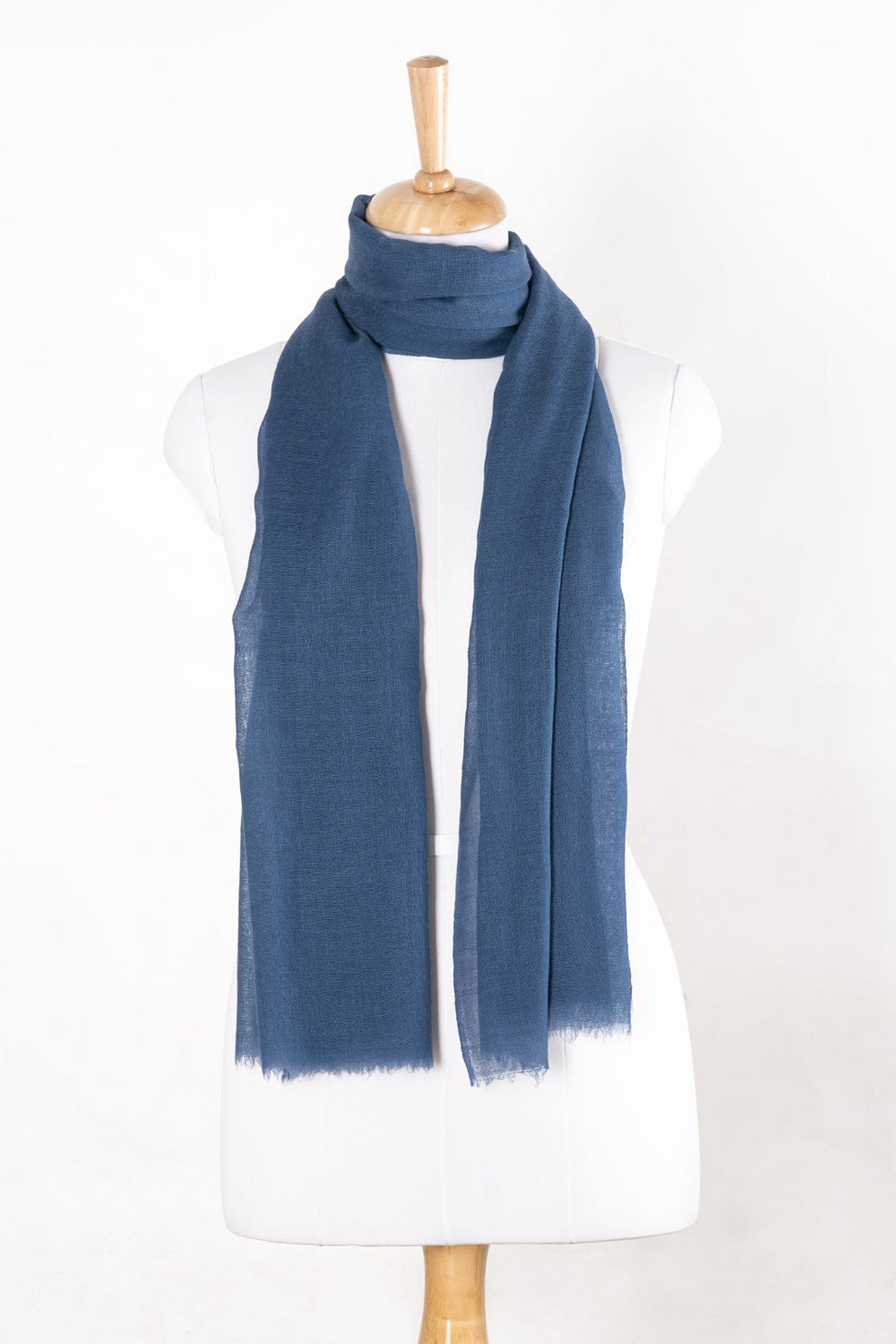 Plain Weave Gauze Merino Wool Scarf - Royal Blue-1