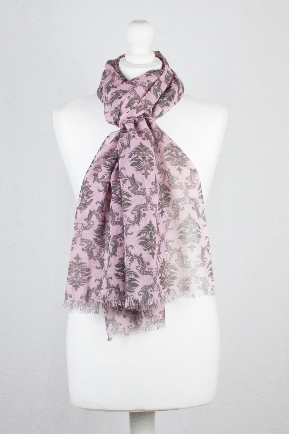 Arabian Tile Print Merino Wool Scarf - Rose Pink-1