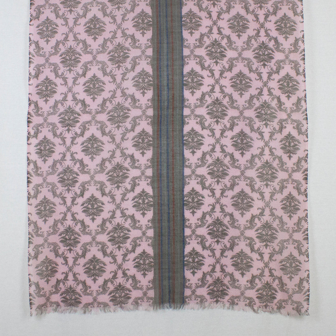 Arabian Tile Print Merino Wool Scarf - Rose Pink-3