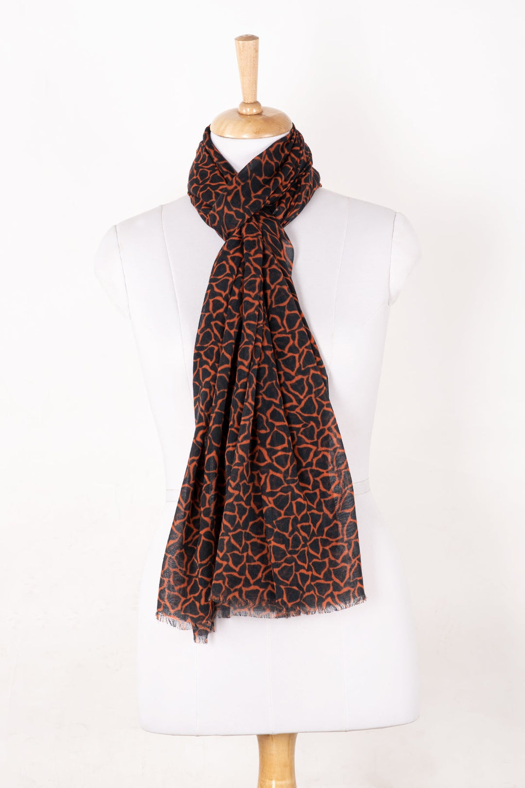 Plectrum Print Cotton Modal Scarf - Orange Black-0