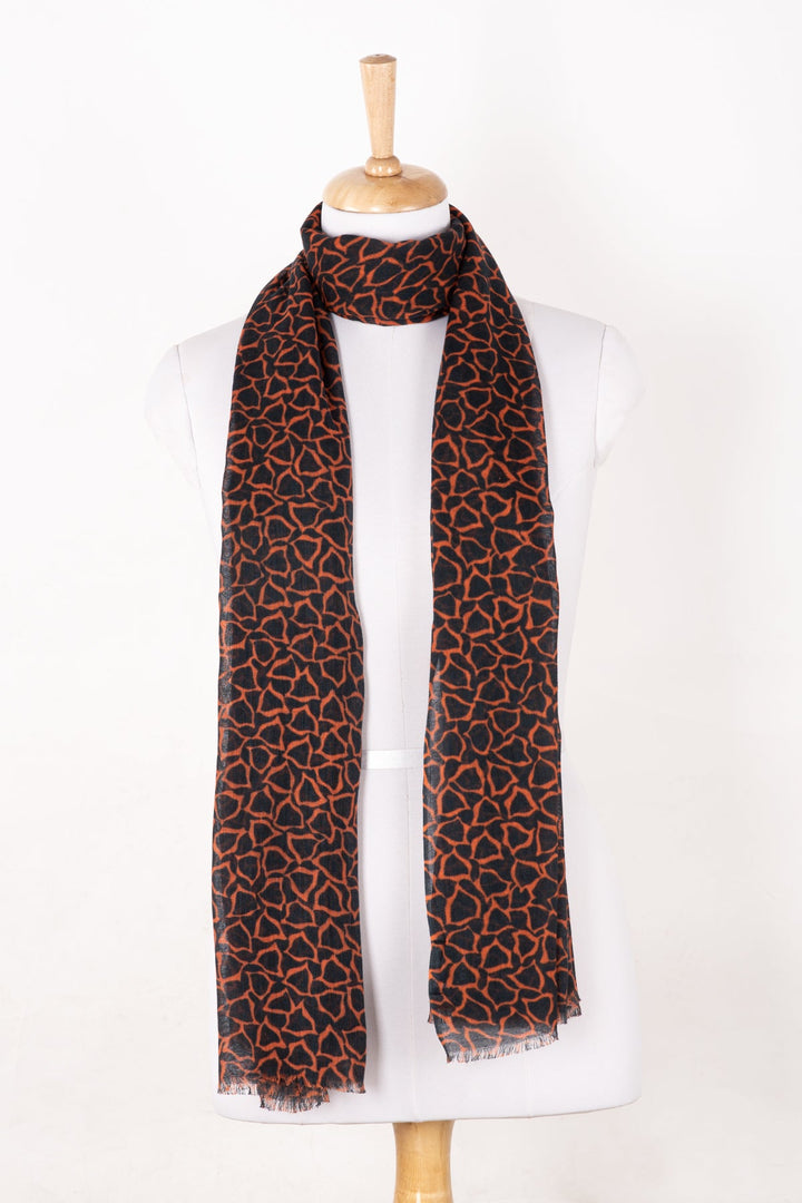 Plectrum Print Cotton Modal Scarf - Orange Black-1