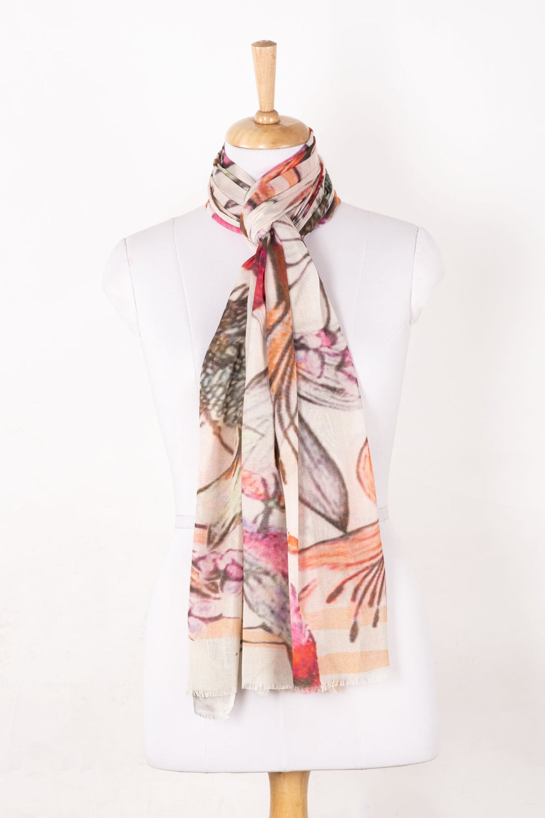 Summer Sparrow Floral Print Cotton Modal Scarf - Multicoloured-0