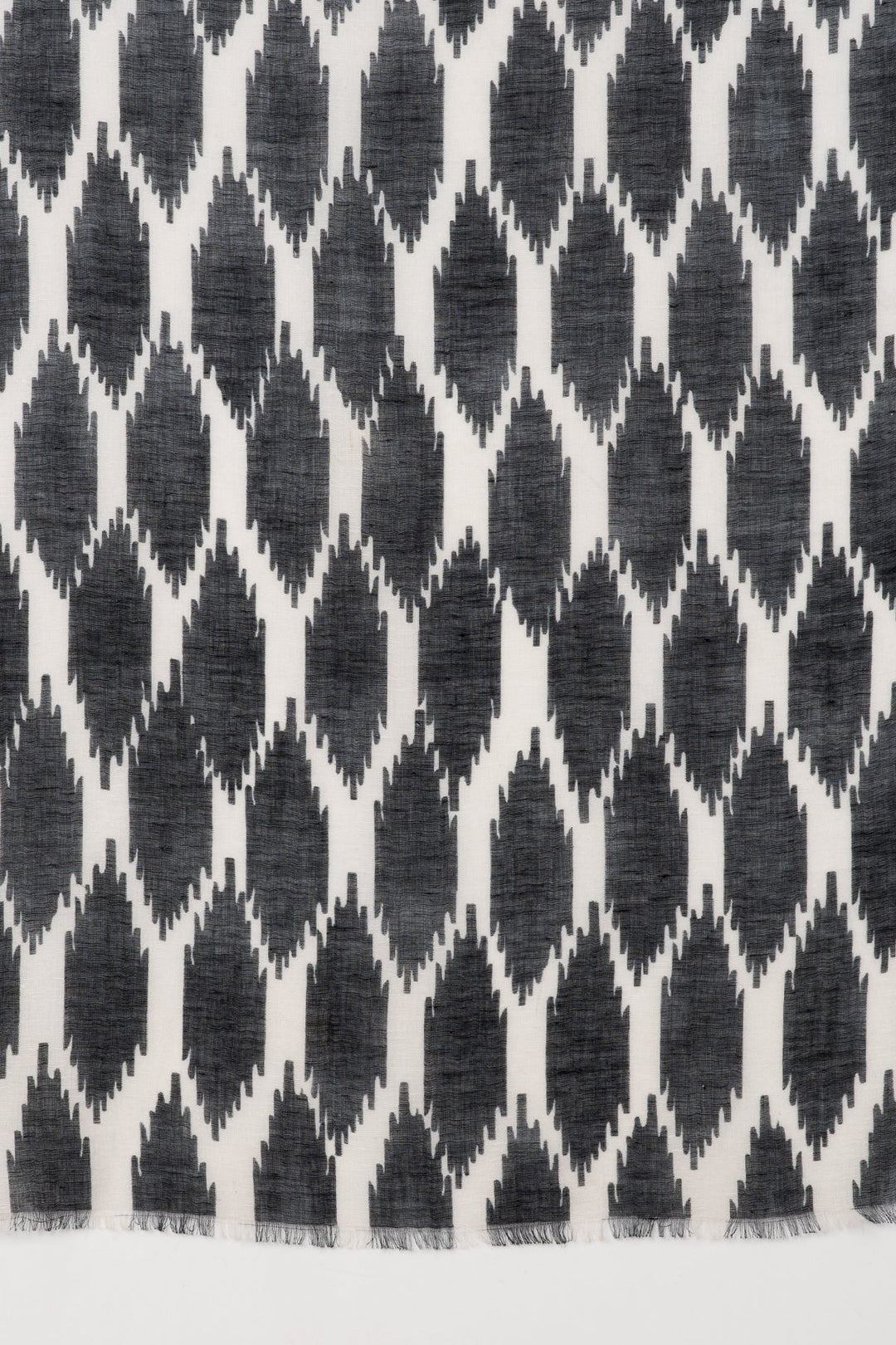 Ikat Printed Linen Scarf - Black White-2