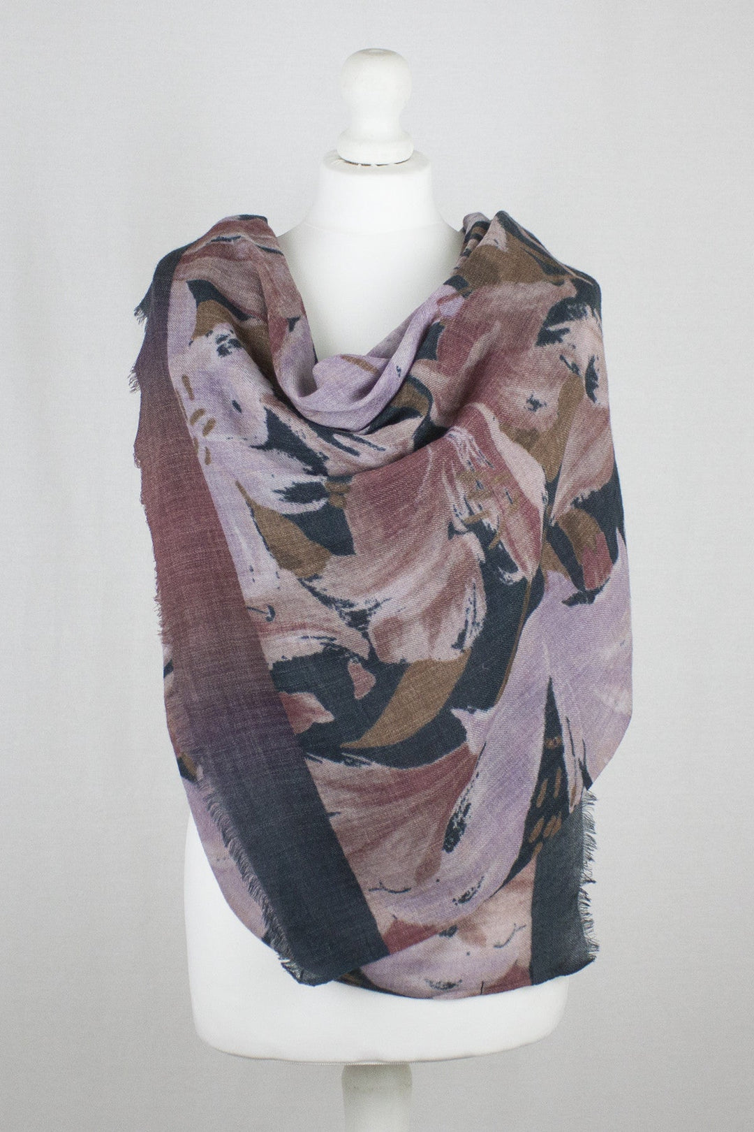 Flower Show Merino Wool Scarf - Navy Pink-4