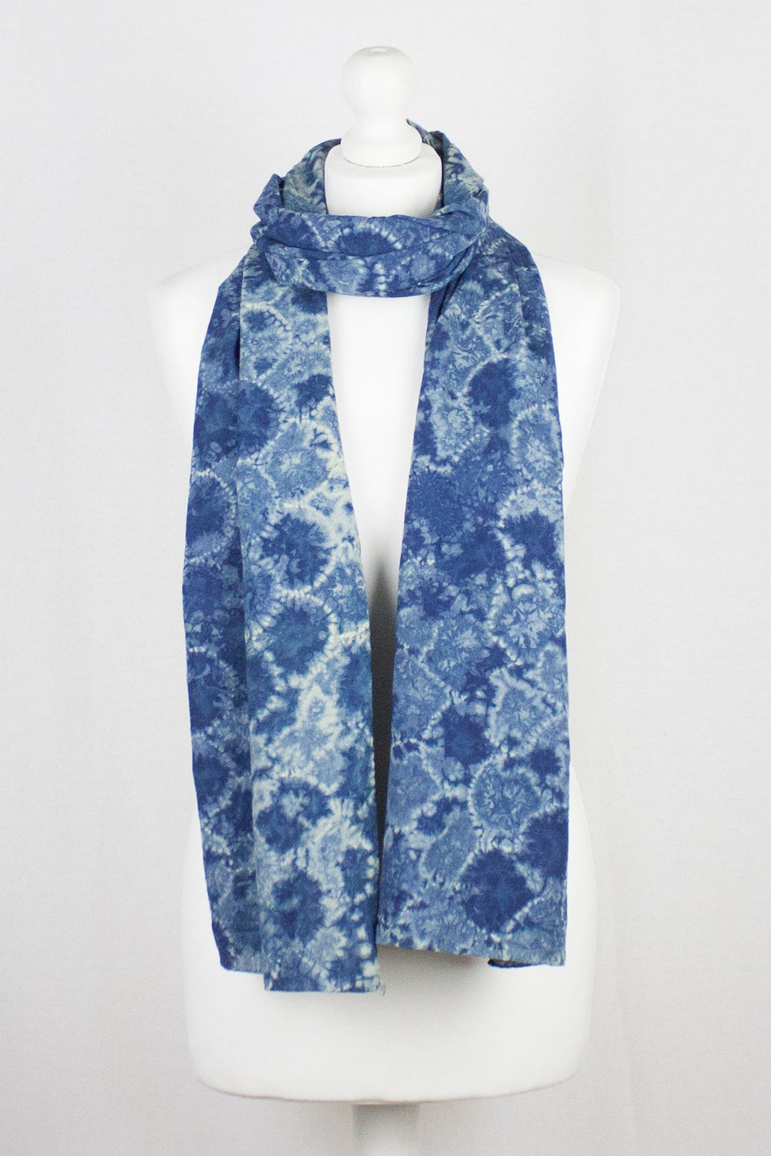 Shibori Tie Dye Scarf - Blue Semi Circle-0