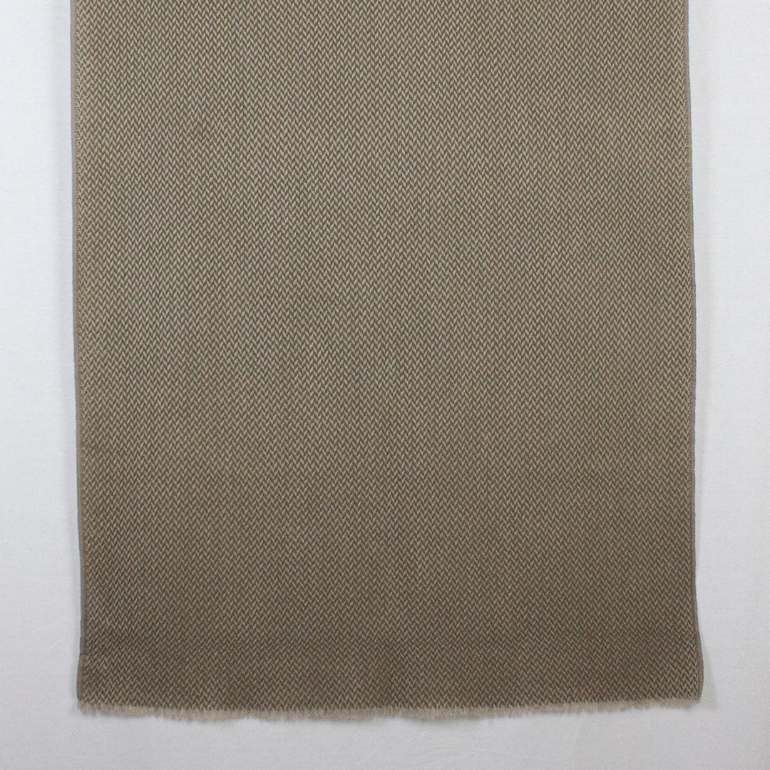 Chevron Weave Two Tone Merino Wool Scarf - Olive Beige-3