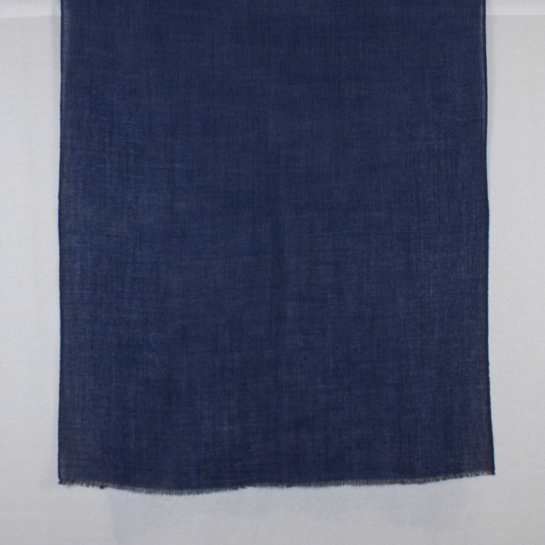 Herringbone Weave Two Tone Merino Wool Scarf - Blue-3