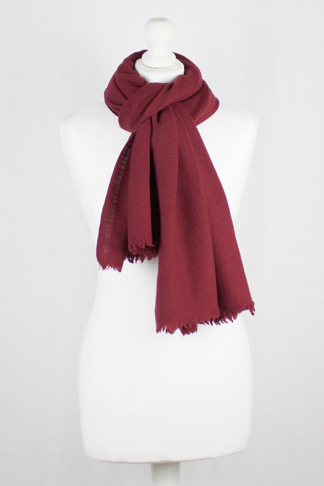 Diamond Weave Merino Wool Scarf - Red-1