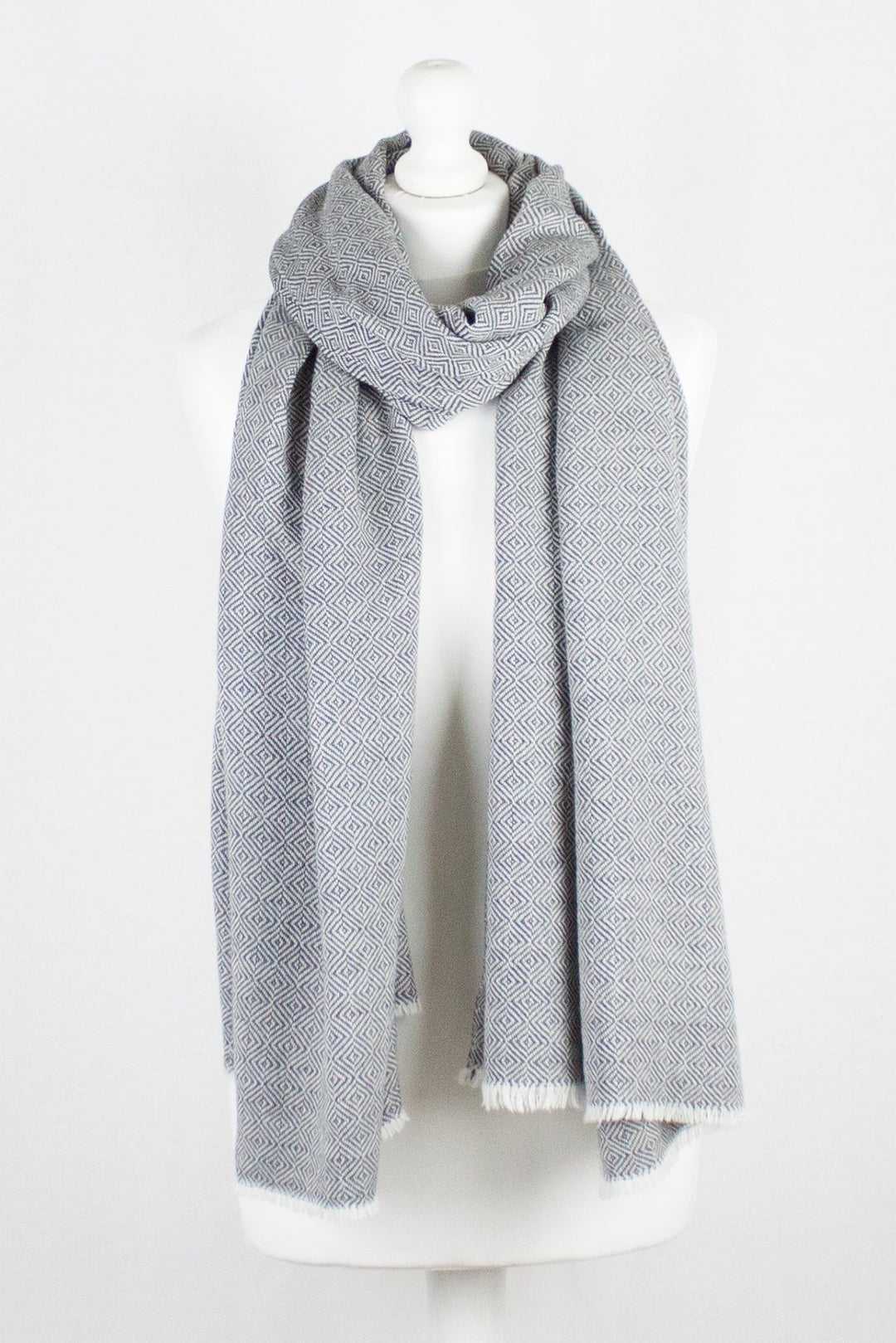 Diamond Weave Two Tone Woollen Scarf - Grey-0