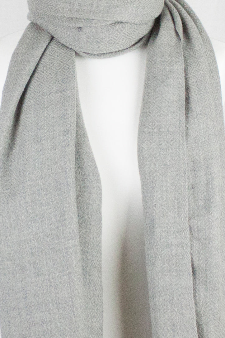 Diamond Weave Merino Wool Scarf - Ice Grey-2