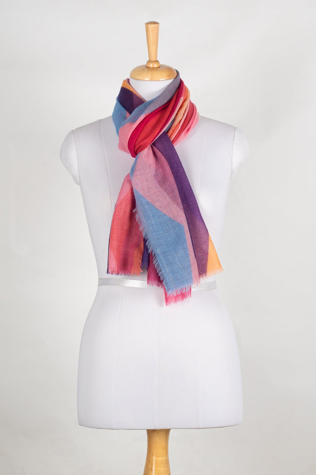 Abstract Peaks Merino Wool Scarf - Pink Multi-2