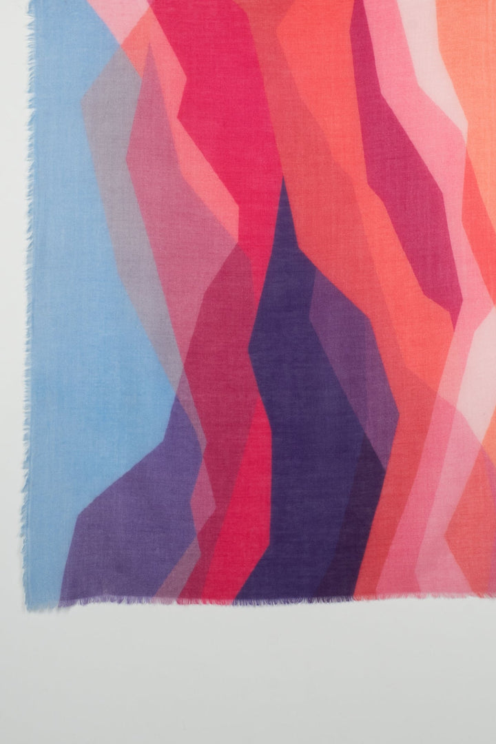 Abstract Peaks Merino Wool Scarf - Pink Multi-1