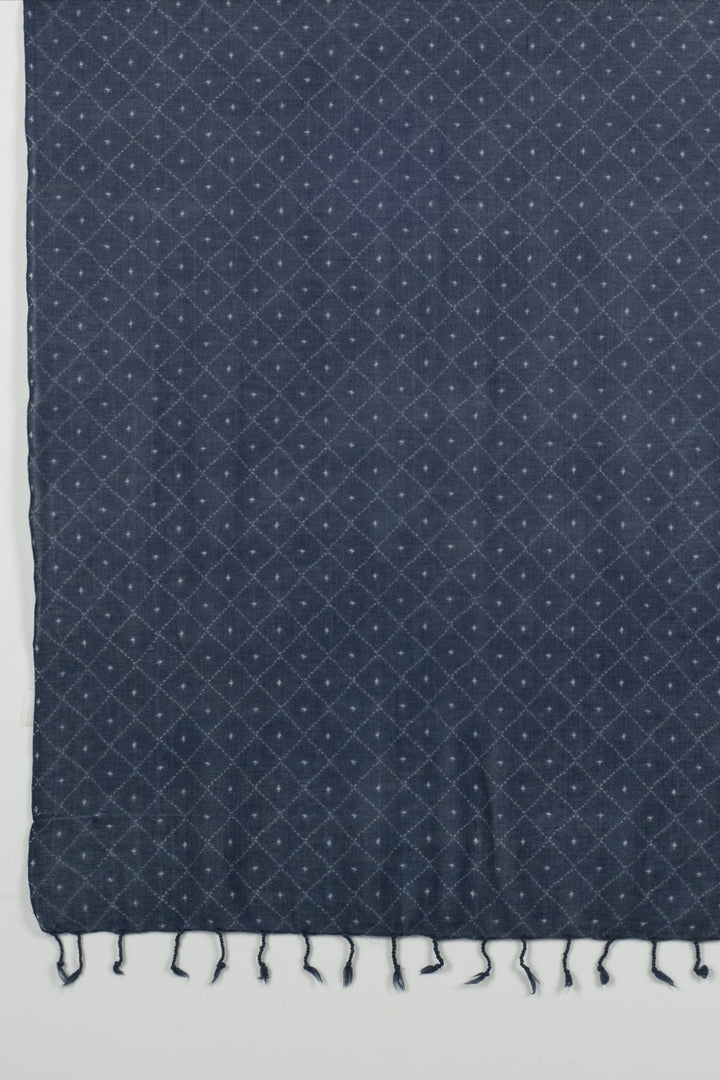 Dotted Diamond Merino Wool Scarf - Blue-1