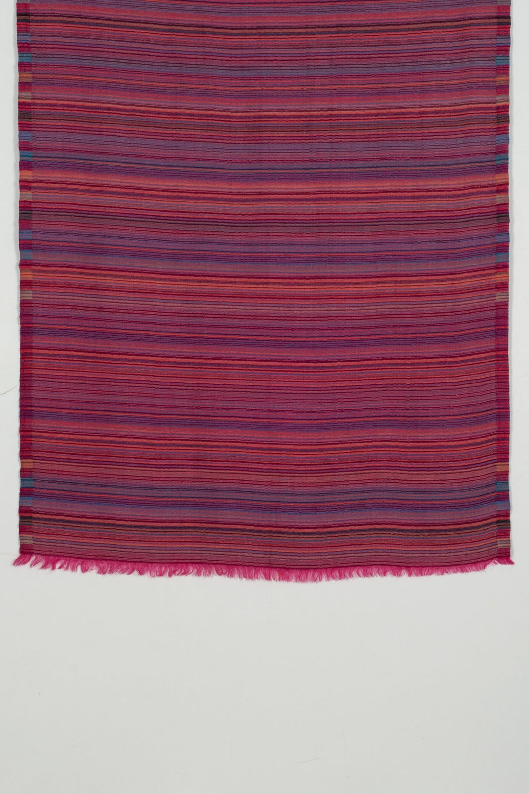 Vivid Stripes Reversible Cashmere Wool Scarf - Pink Multi-Coloured-3