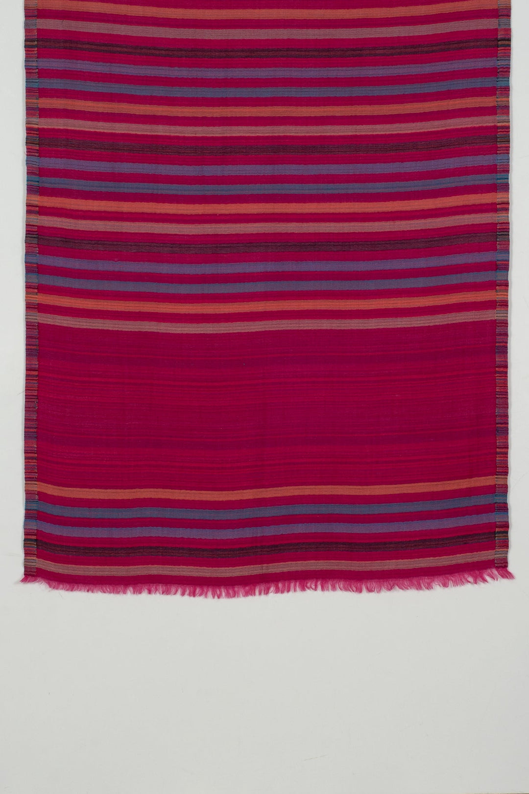 Vivid Stripes Reversible Cashmere Wool Scarf - Pink Multi-Coloured-1