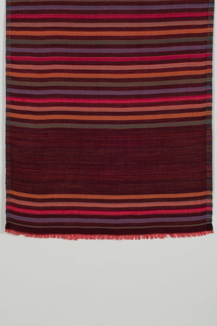 Vivid Stripes Reversible Cashmere Wool Scarf - Brown Multi-Coloured-1