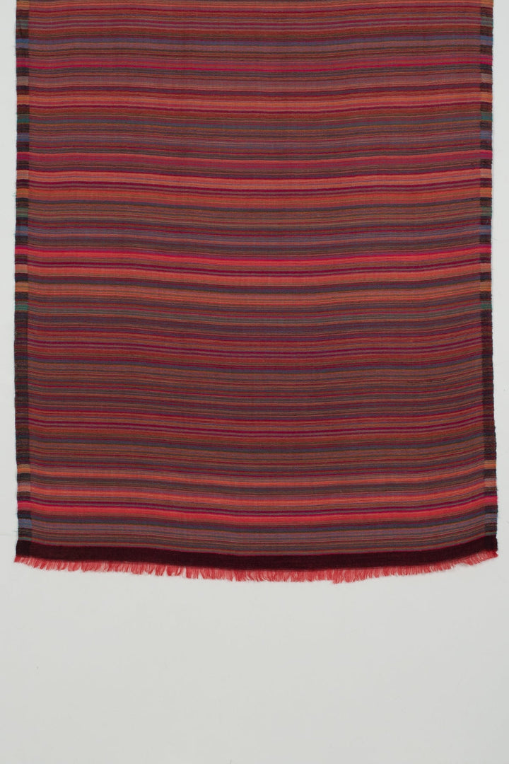 Vivid Stripes Reversible Cashmere Wool Scarf - Brown Multi-Coloured-3