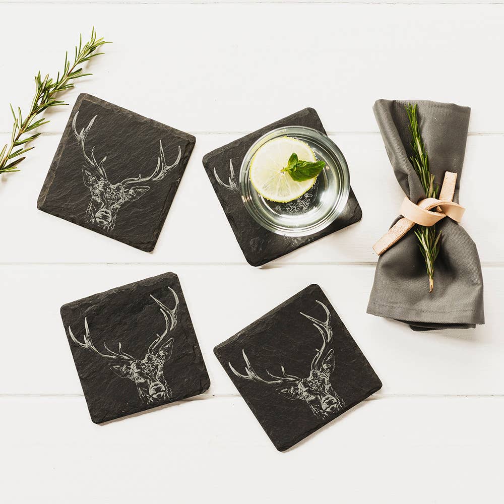 4 Stag Prince Slate Coasters-0