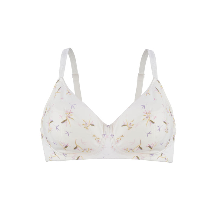 Ditsy Floral - Silk & Organic Cotton Smooth T-Shirt Wireless Bra-0