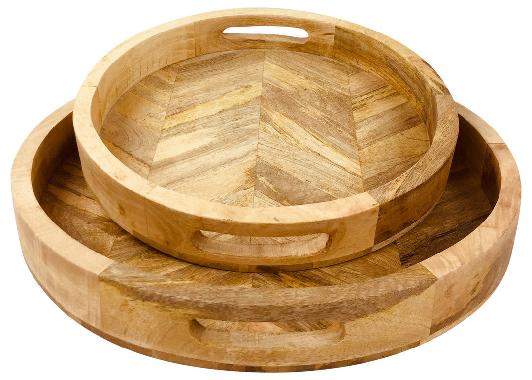 Herringbone Wood Trays Set of 2-0