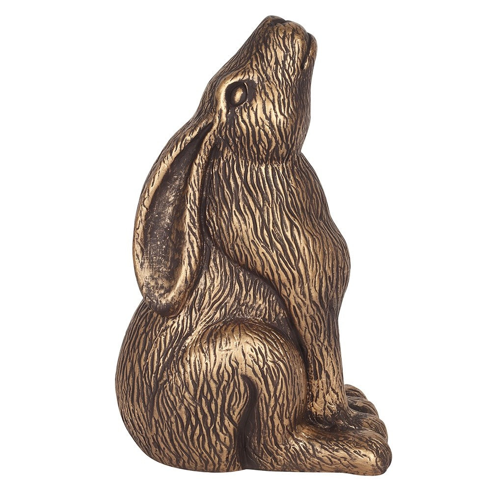 Bronze Terracotta Moon Gazing Hare Garden Ornament-0