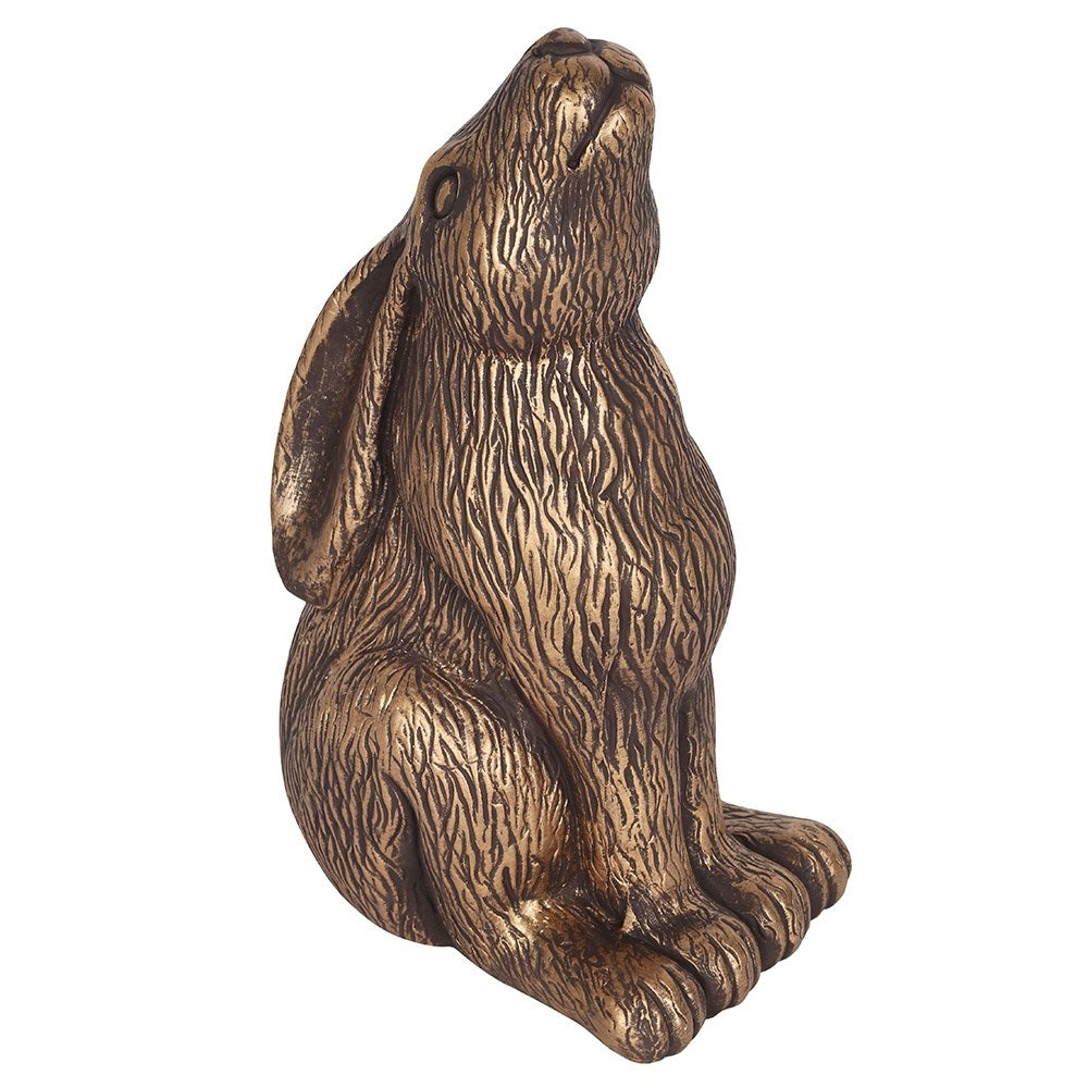 Bronze Terracotta Moon Gazing Hare Garden Ornament-1