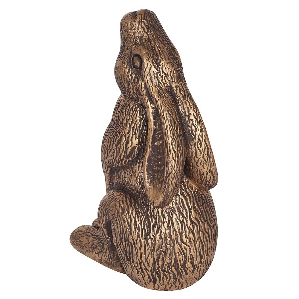 Bronze Terracotta Moon Gazing Hare Garden Ornament-2