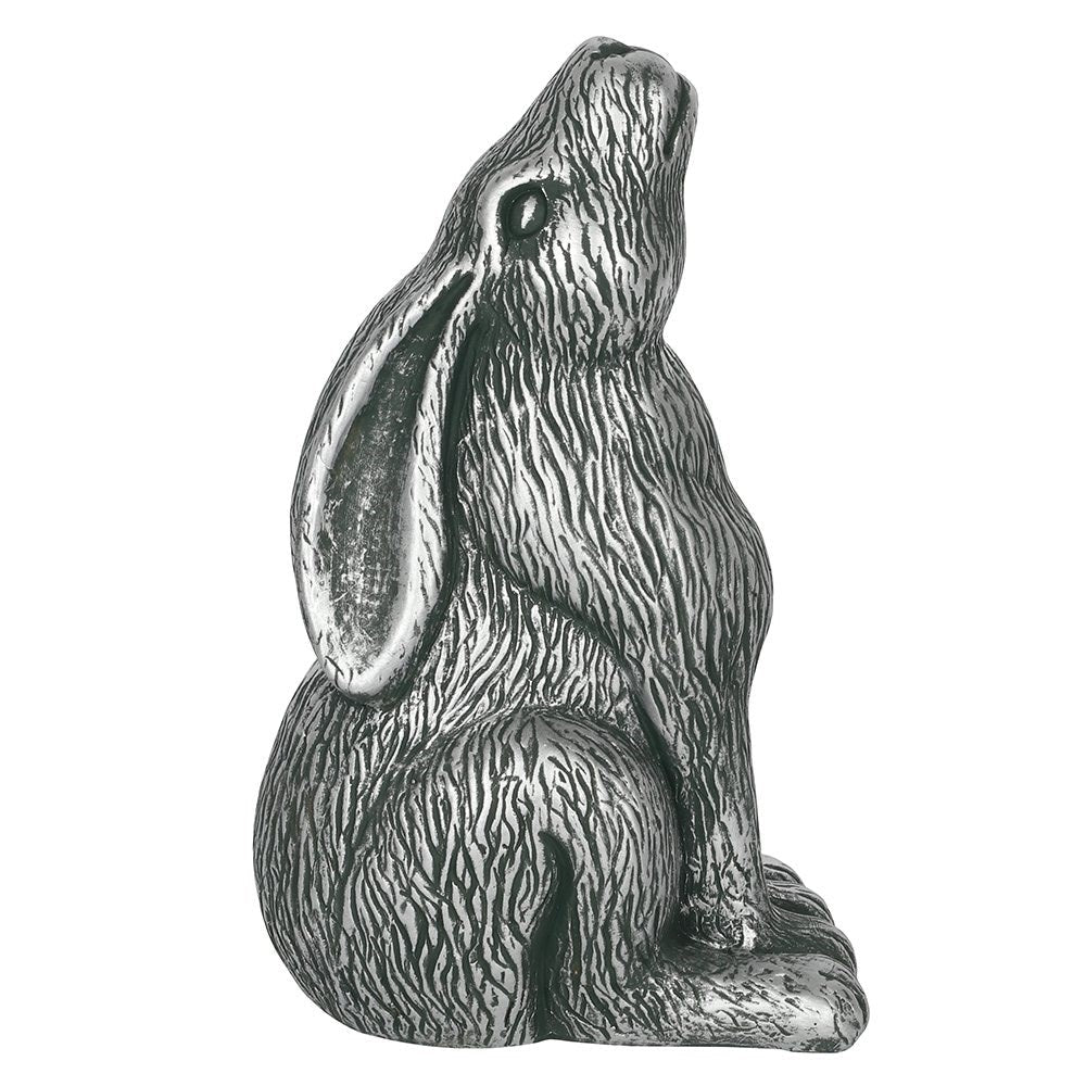 Silver Terracotta Moon Gazing Hare Garden Ornament-1