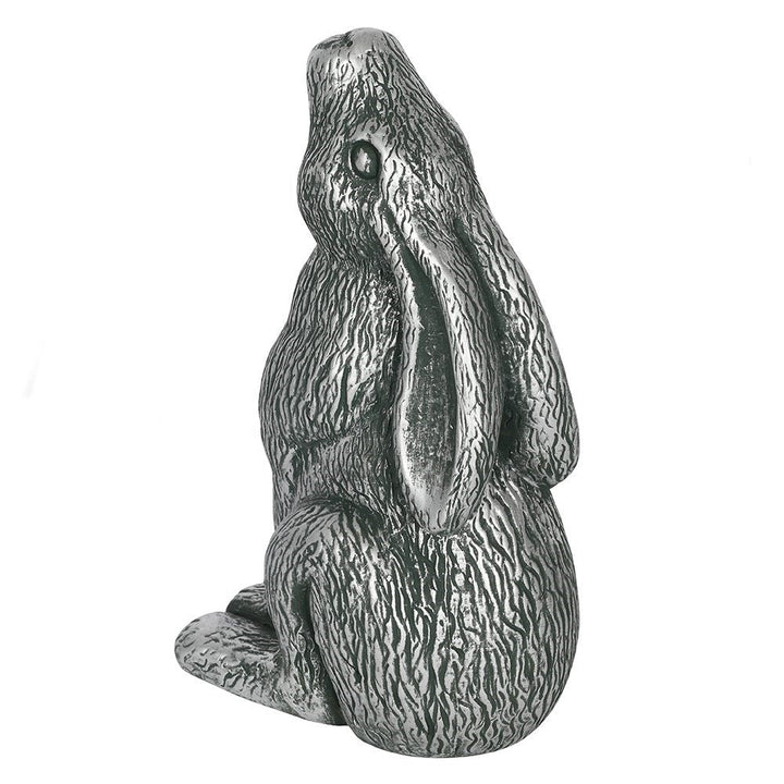 Silver Terracotta Moon Gazing Hare Garden Ornament-2