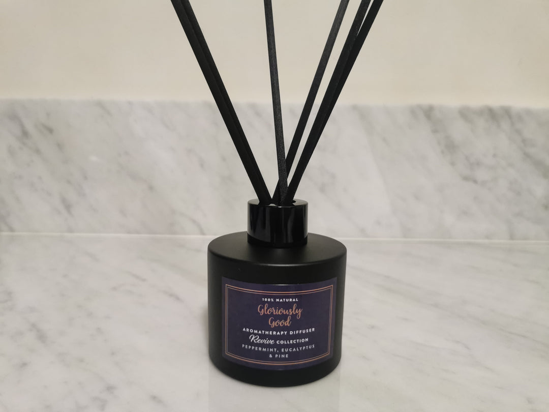 Peppermint, Eucalyptus and Pine Satin Black Reed Diffuser-0