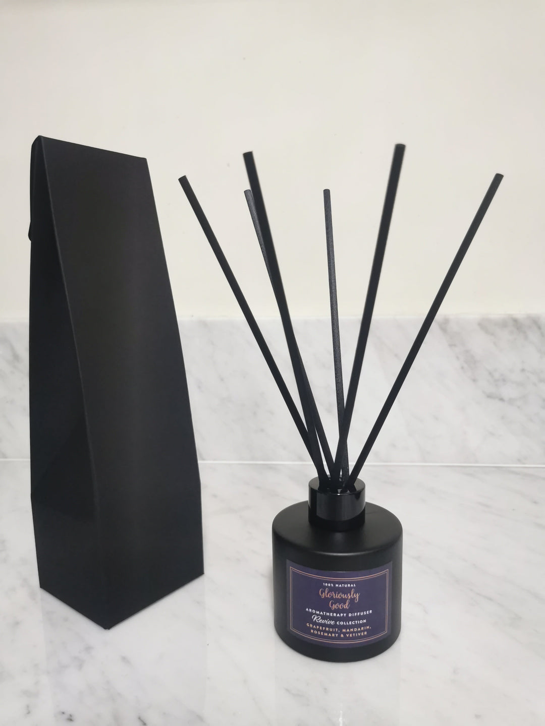 Grapefruit, Mandarin, Rosemary & Vetiver Satin Black Reed Diffuser-0