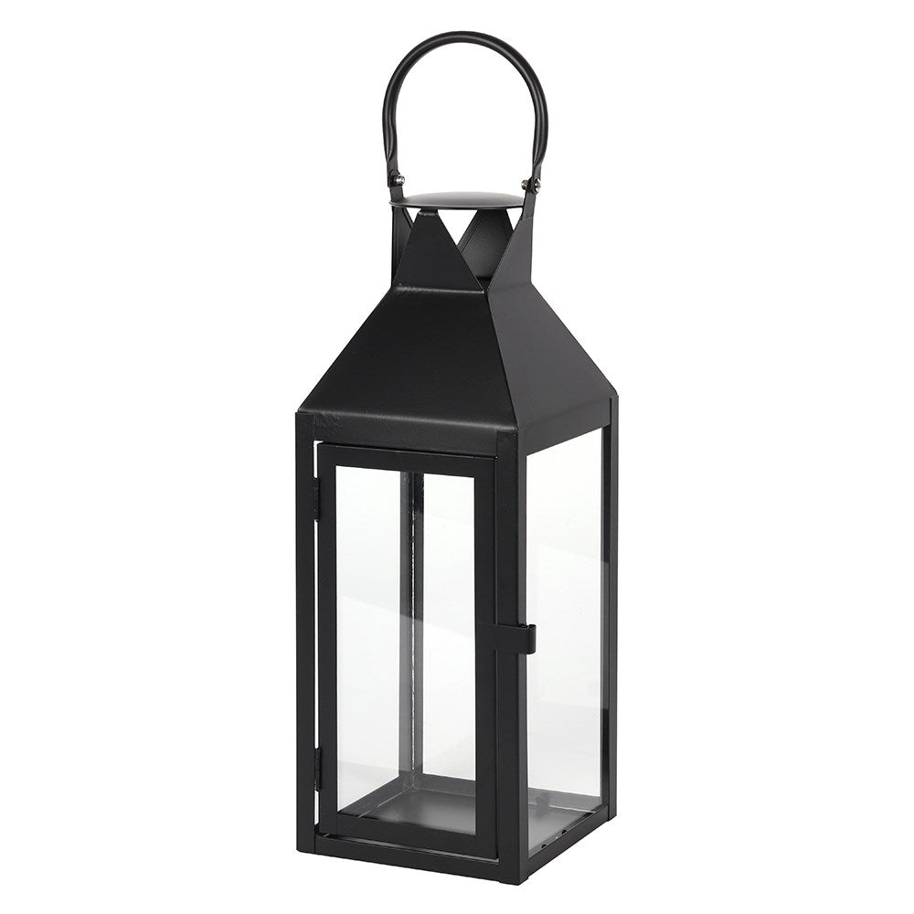 Large Satin Black Candle Lantern-0