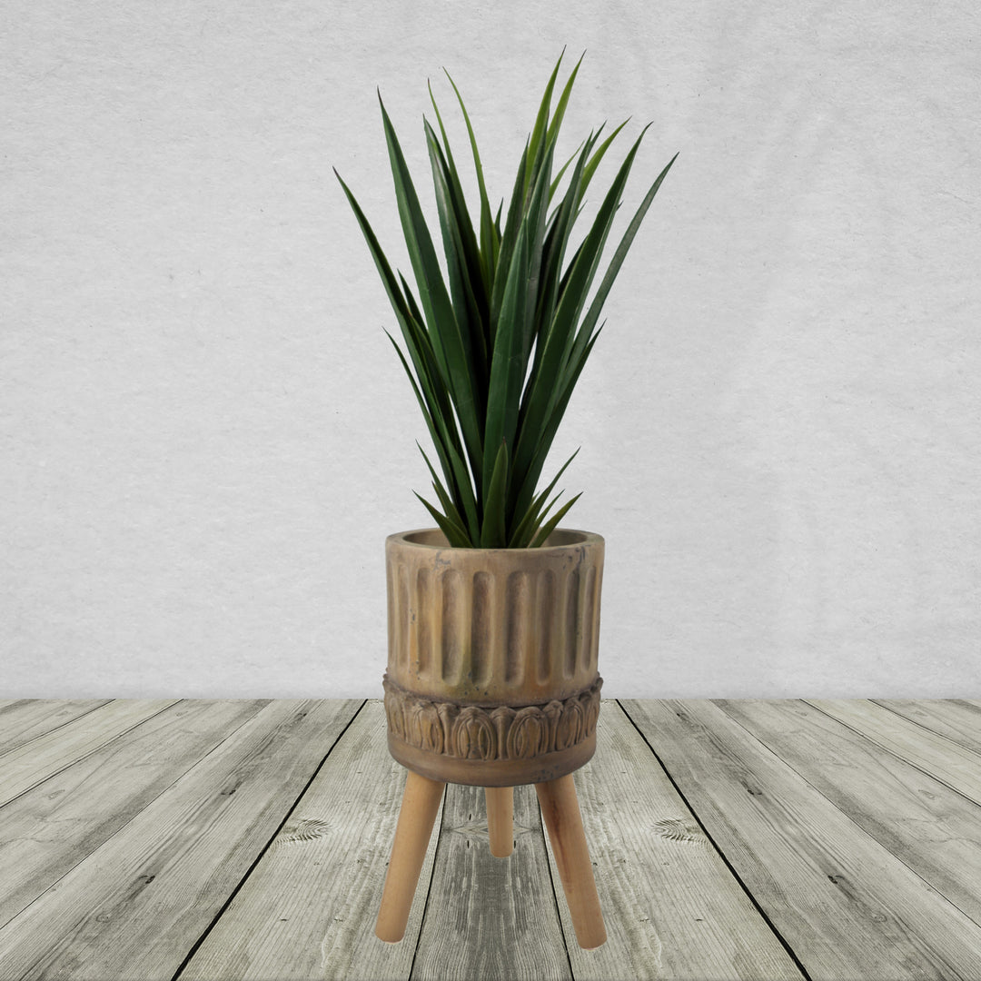 Ridged Composite Planter with Stand-0