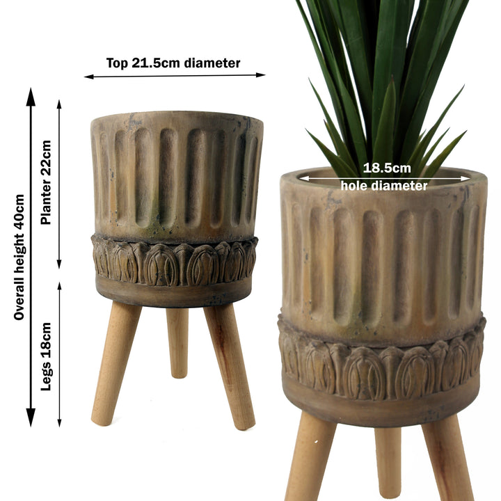 Ridged Composite Planter with Stand-2