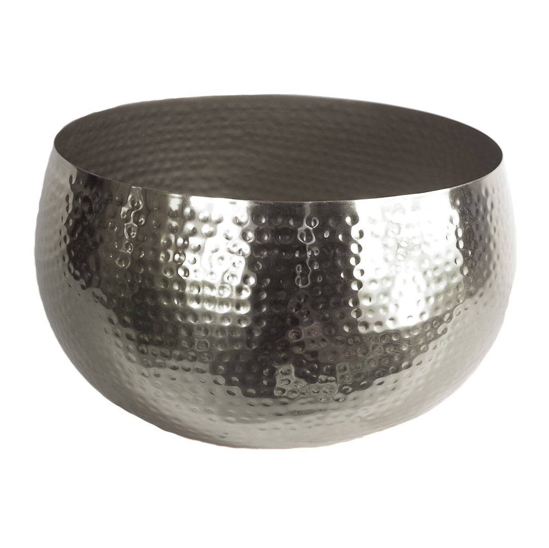 XL Metal bowl 32 x 20cm Hammered Silver Colour - Straight Edge-0