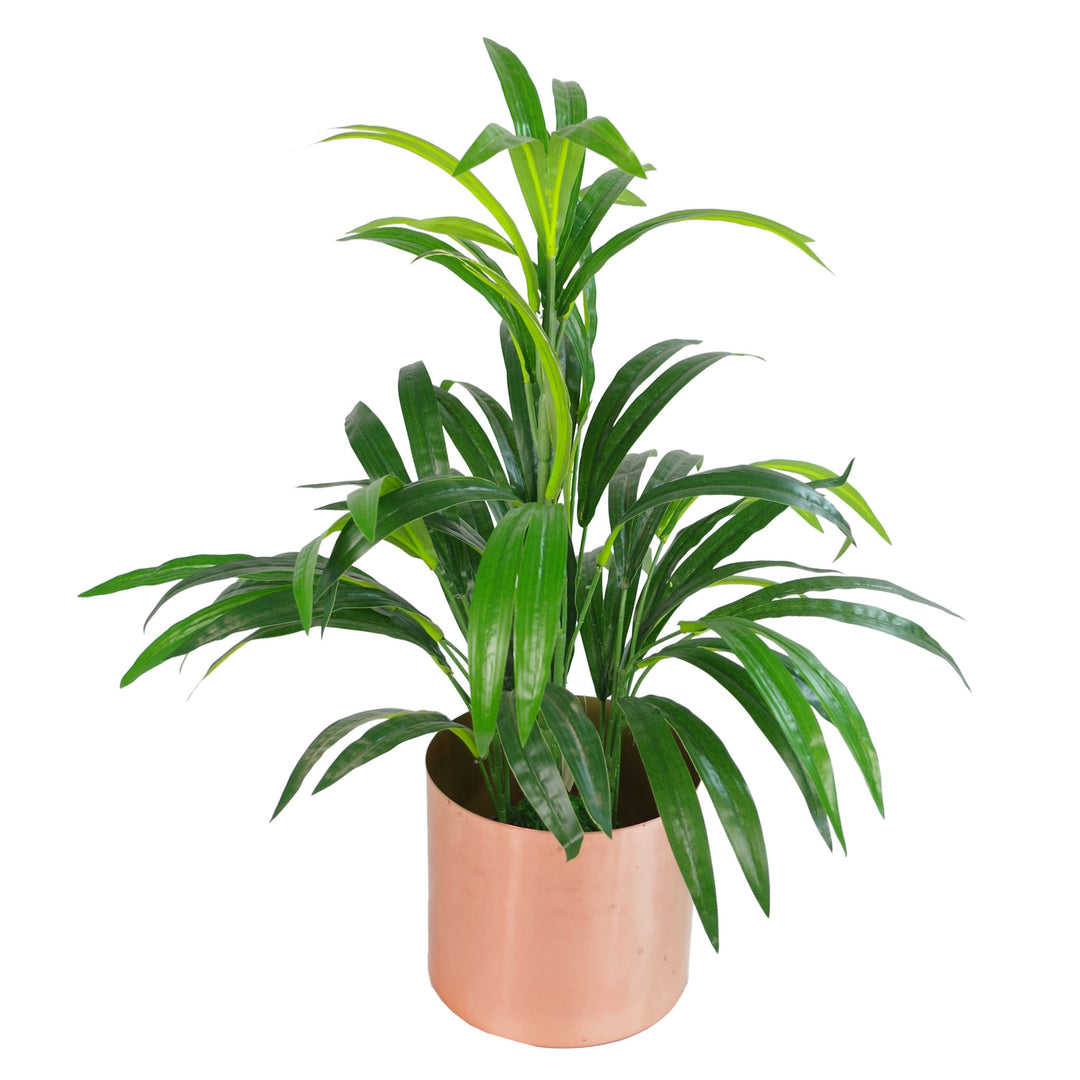 65cm Artificial Bamboo Leaf Shrub with Brushed Copper Planter-0