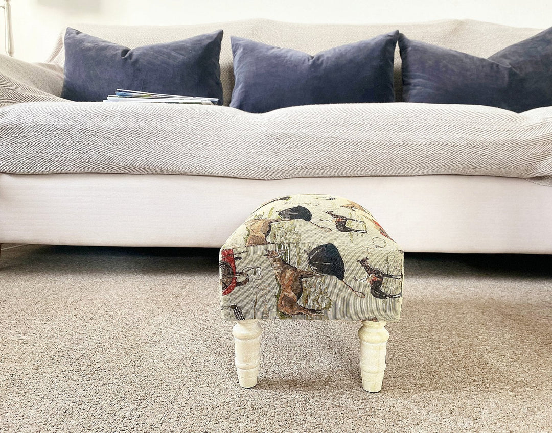 Equestrian Fabric Footstool with Drawer-3