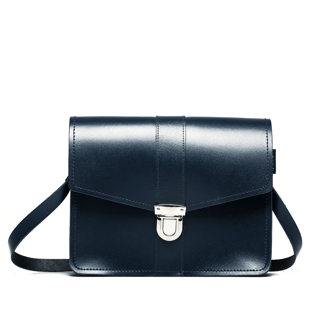 Leather Shoulder Bag - Navy-0