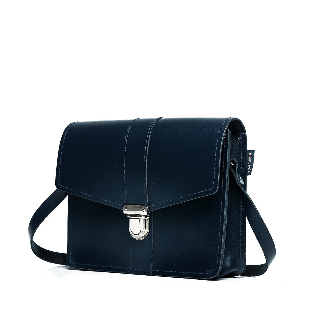 Leather Shoulder Bag - Navy-1