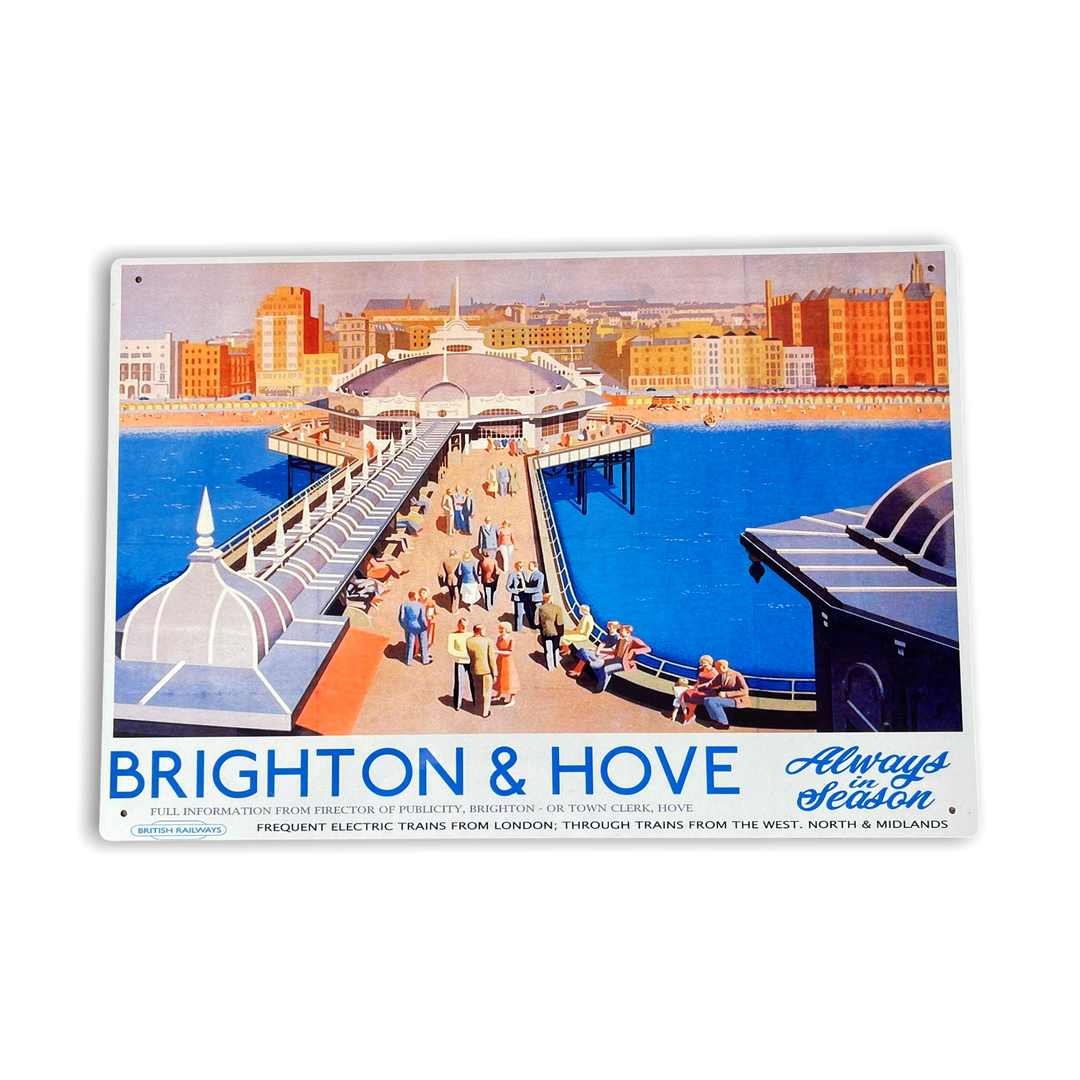 Vintage Metal Sign - British Railways Retro Advertising, Brighton & Hove-0