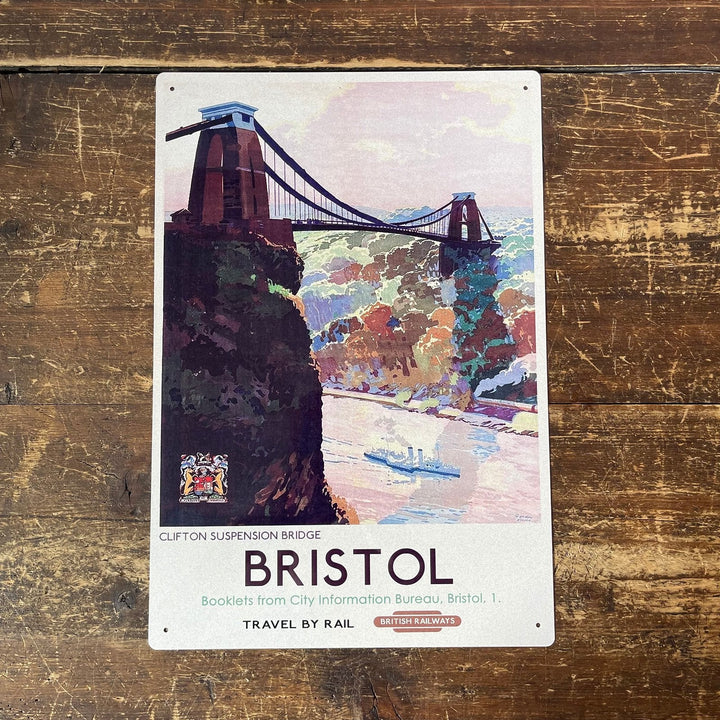 Vintage Metal Sign - British Railways Retro Advertising, Bristol Clifton Suspension Bridge-2