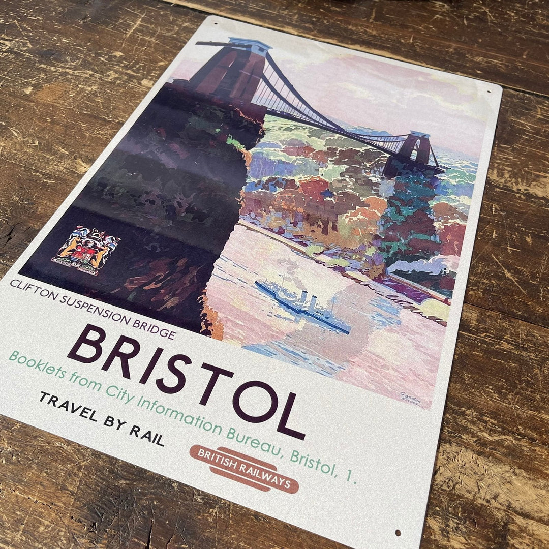 Vintage Metal Sign - British Railways Retro Advertising, Bristol Clifton Suspension Bridge-1